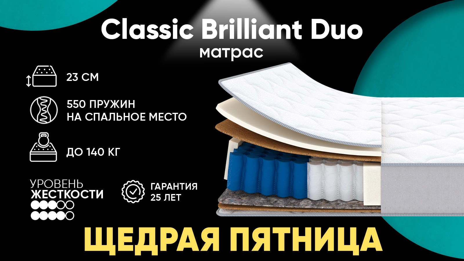 Матрас Classic Brilliant Duo Askona изображение товара - 1 - большое изображение